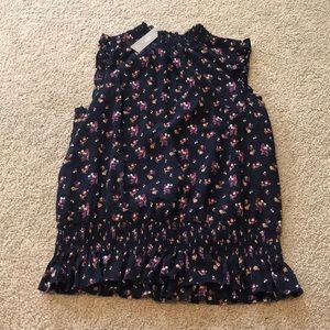 New! J crew women blouse floral navy blue size 4T